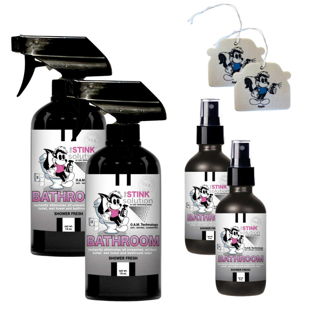 Buy 2 Get 4 FREE - (2) 16 oz (2) 4 oz Bathroom Shower Fresh Bundle + 2 Car Air Fresheners