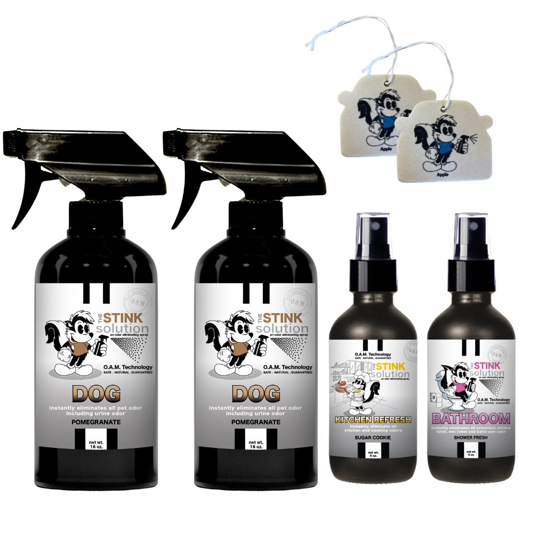 Buy 2 Get 4 FREE | Two 16 oz Sprays of Choice, One 4 oz Kitchen, One 4 oz Bathroom + 2 Car Air Fresheners