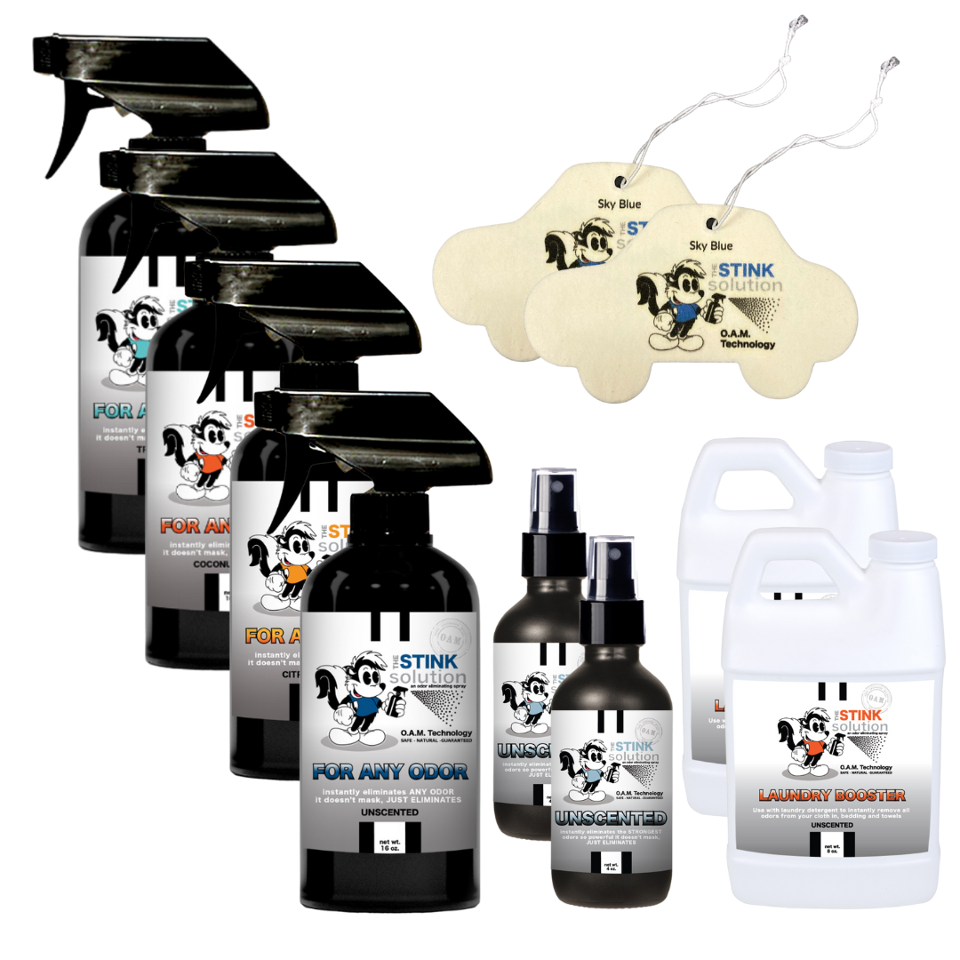 Buy 4 Get Super Sample Bundle FREE - 1 Unscented (16 oz), 1 Citrus Orange (16 oz), 1 Coconut Mango (16 oz), 1 Tranquility (16 oz), 2 Unscented (4 oz), 2 Unscented Mini Laundry Boosters + 2 Car Air Fresheners