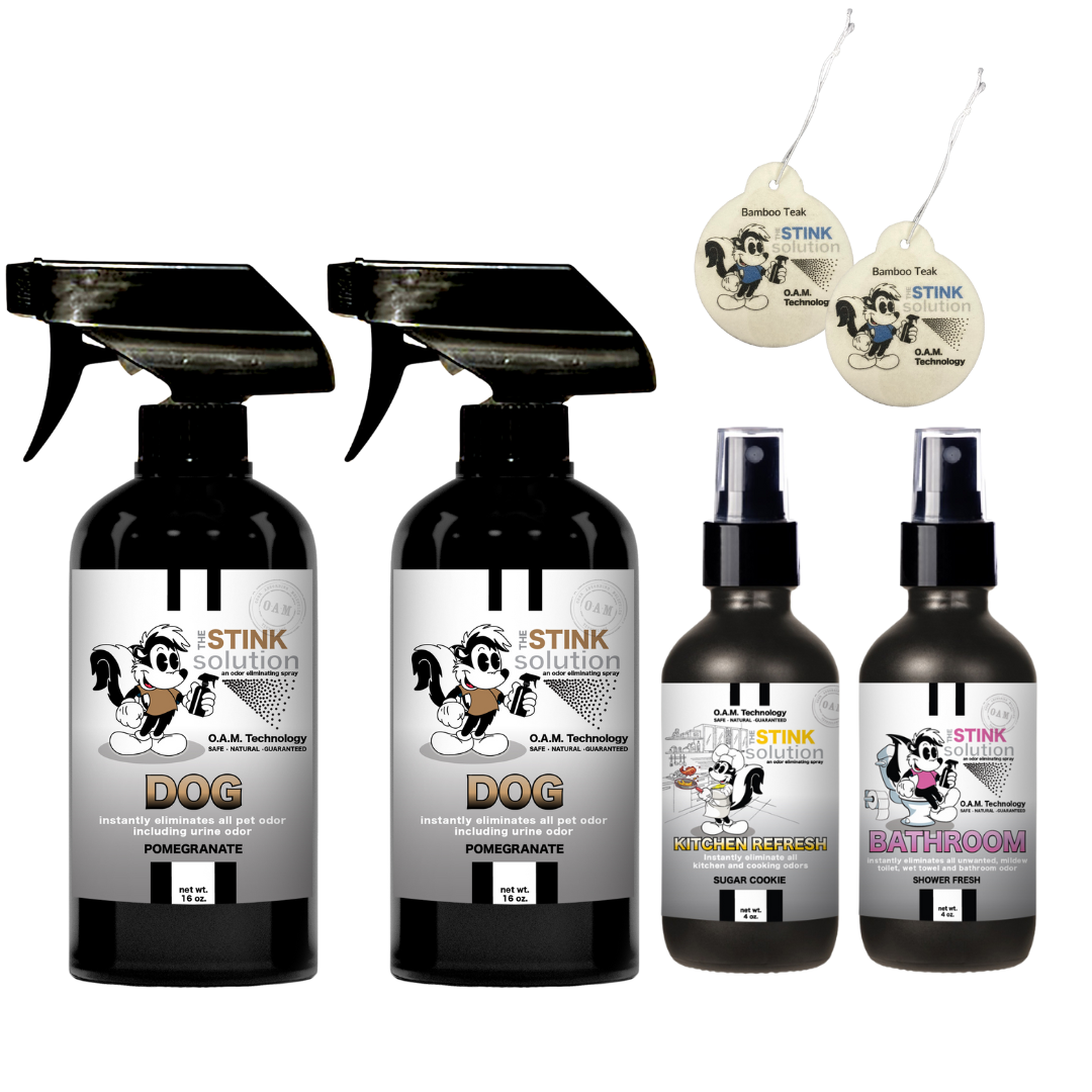 Buy 2 Get 4 FREE | Two 16 oz Sprays of Choice, One 4 oz Kitchen, One 4 oz Bathroom + 2 Car Air Fresheners