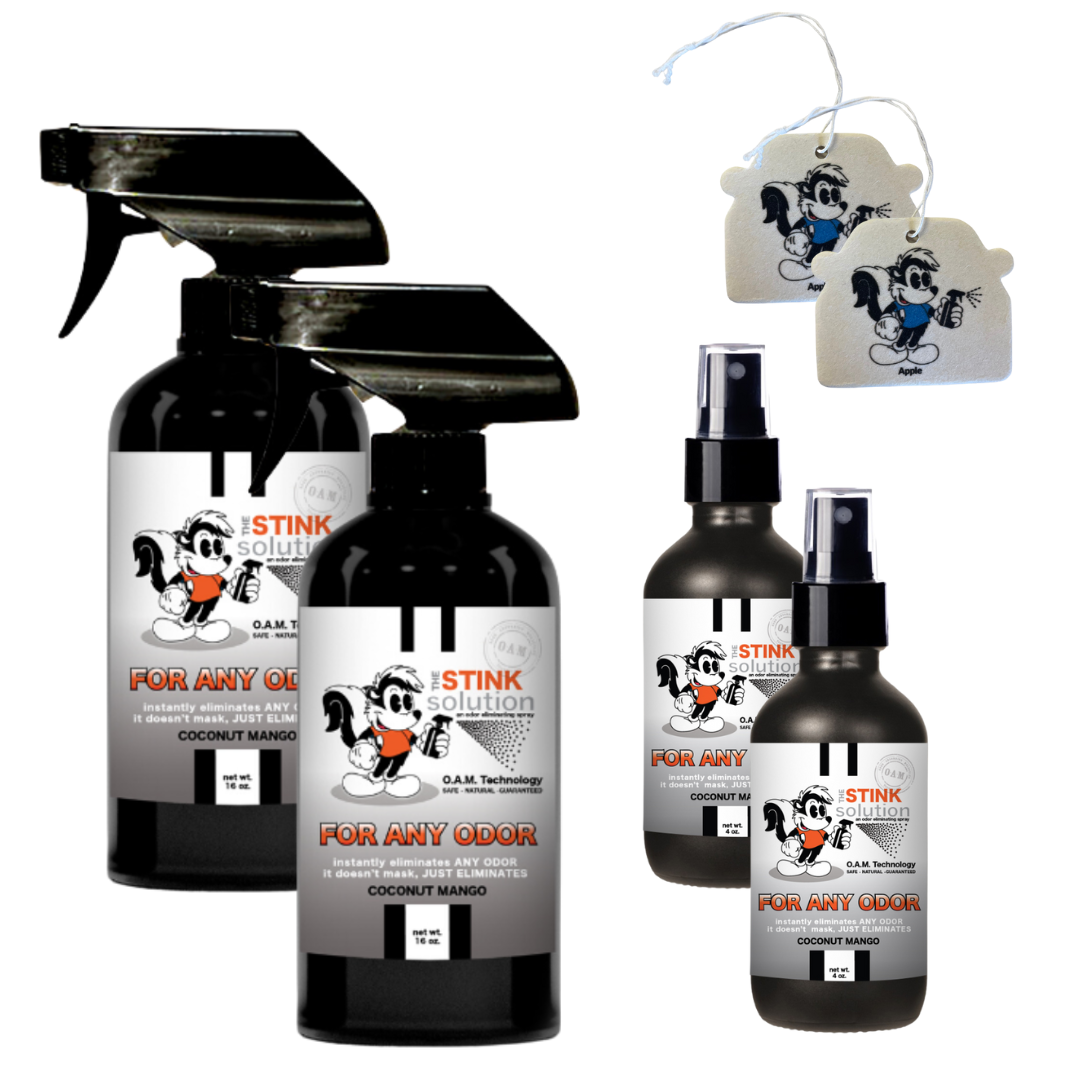 Buy 2 Get 4 FREE - (2) 16 oz (2) 4 oz For Any Odor Eliminating Sprays Bundle + 2 Car Air Fresheners