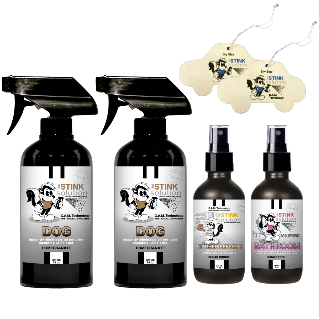 Buy 2 Get 4 FREE | Two 16 oz Sprays of Choice, One 4 oz Kitchen, One 4 oz Bathroom + 2 Car Air Fresheners