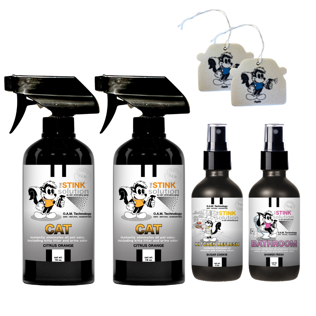 Buy 2 Get 4 FREE | Two 16 oz Sprays of Choice, One 4 oz Kitchen, One 4 oz Bathroom + 2 Car Air Fresheners