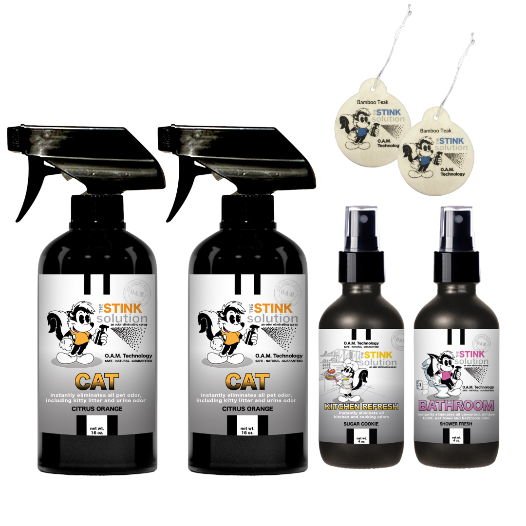 Buy 2 Get 4 FREE | Two 16 oz Sprays of Choice, One 4 oz Kitchen, One 4 oz Bathroom + 2 Car Air Fresheners