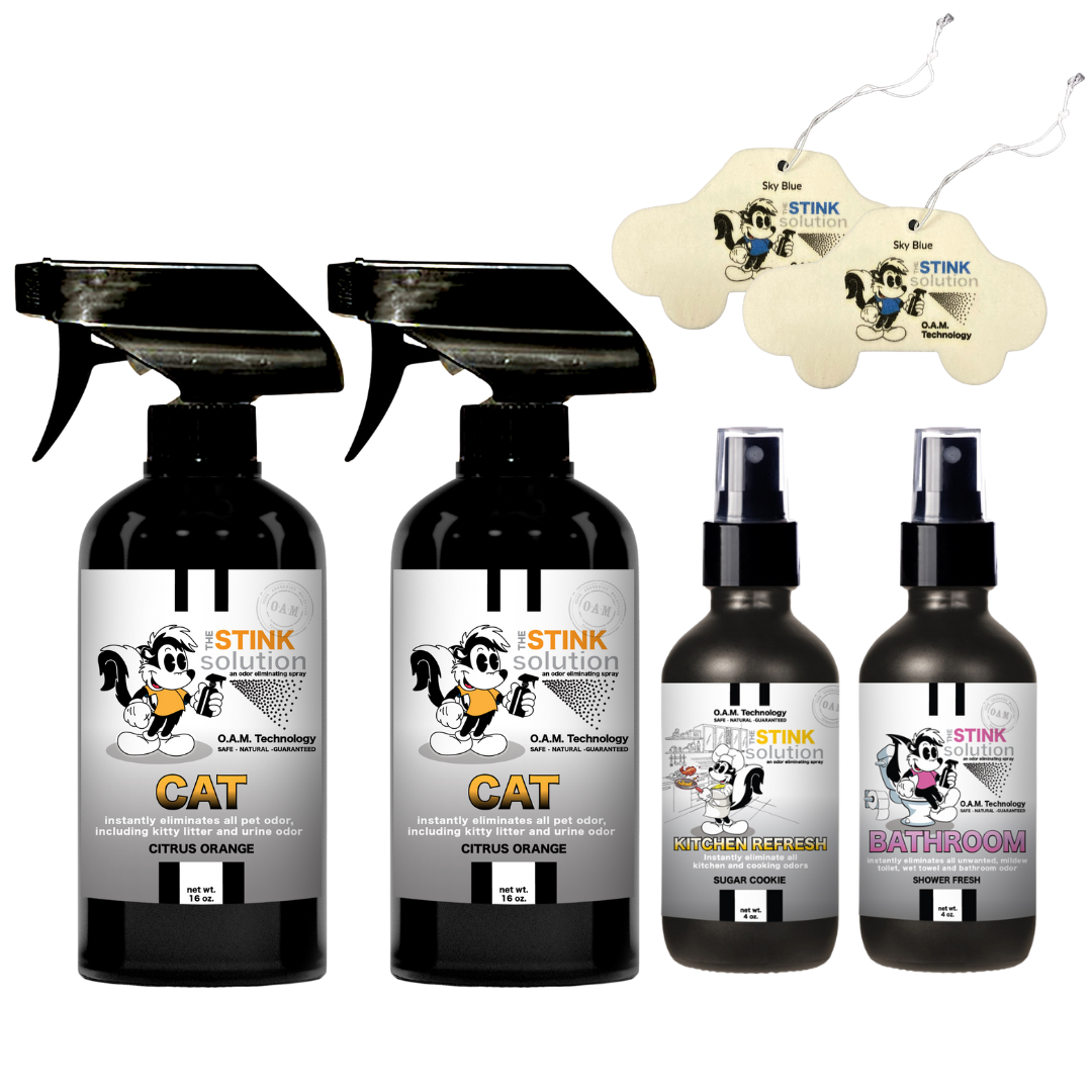 Buy 2 Get 4 FREE | Two 16 oz Sprays of Choice, One 4 oz Kitchen, One 4 oz Bathroom + 2 Car Air Fresheners