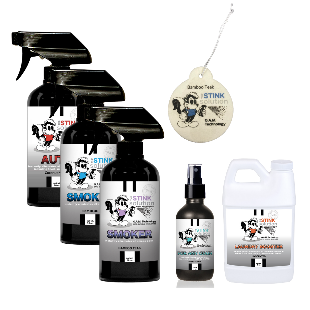 Buy 3 Get Sample Bundle FREE - 1 Auto Coconut Mango (16 oz), 1 Smoke Sky Blue (16 oz), 1 Smoke Bamboo Teak (16 oz), 1 Tranquility (4 oz), 1 Mini Laundry Booster + 1 Car Air Freshener