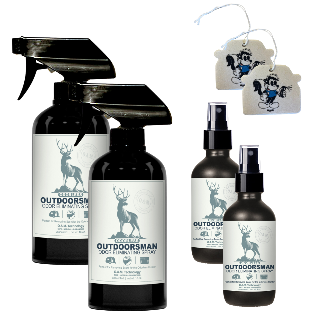 Buy 2 Get 4 FREE - (2) 16 oz (2) 4 oz Odorless Outdoorsman Bundle + 2 Car Air Fresheners