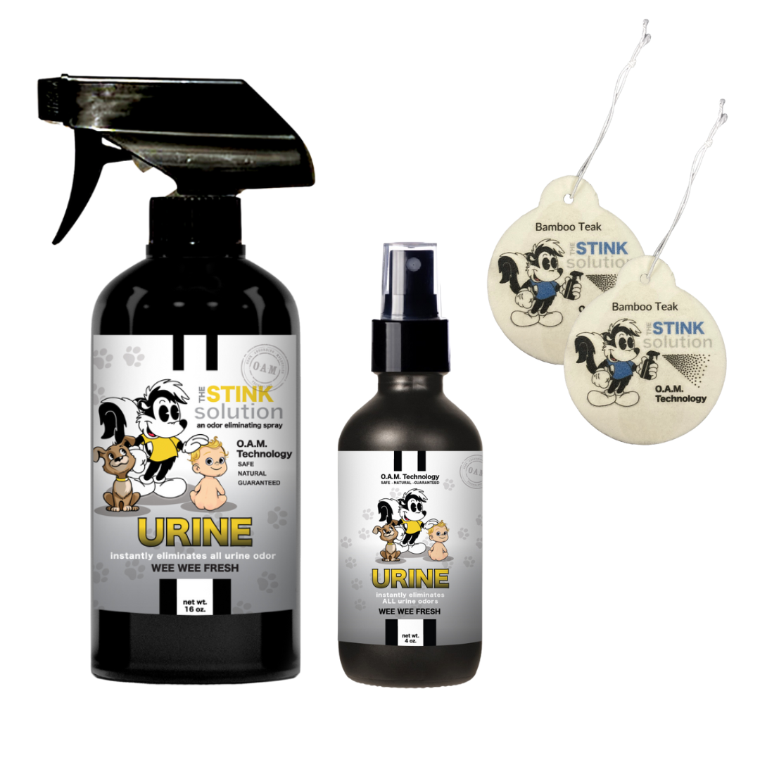 Twin Pack Urine Wee Wee Fresh 16 oz and 4 oz Bundle + 2 FREE Car Air Fresheners