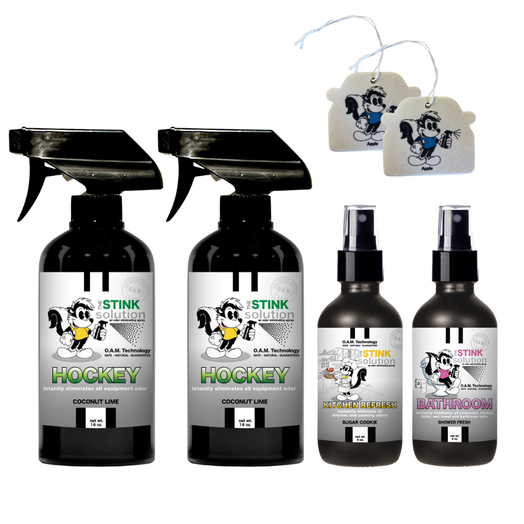 Buy 2 Get 4 FREE | Two 16 oz Sprays of Choice, One 4 oz Kitchen, One 4 oz Bathroom + 2 Car Air Fresheners
