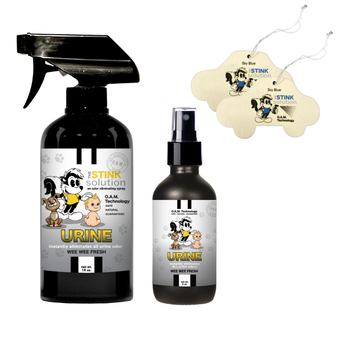Twin Pack Urine Wee Wee Fresh 16 oz and 4 oz Bundle + 2 FREE Car Air Fresheners