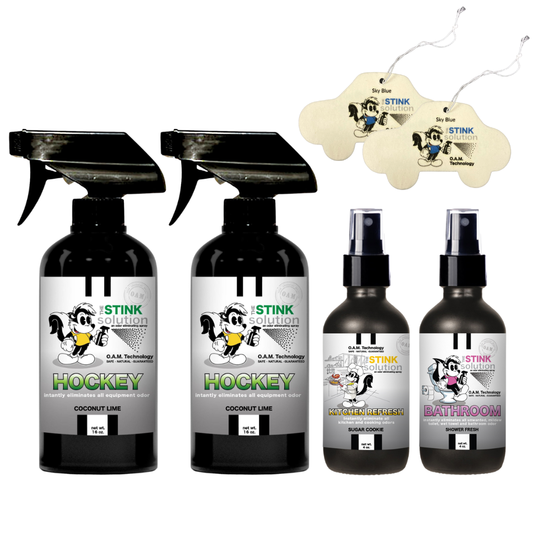 Buy 2 Get 4 FREE | Two 16 oz Sprays of Choice, One 4 oz Kitchen, One 4 oz Bathroom + 2 Car Air Fresheners