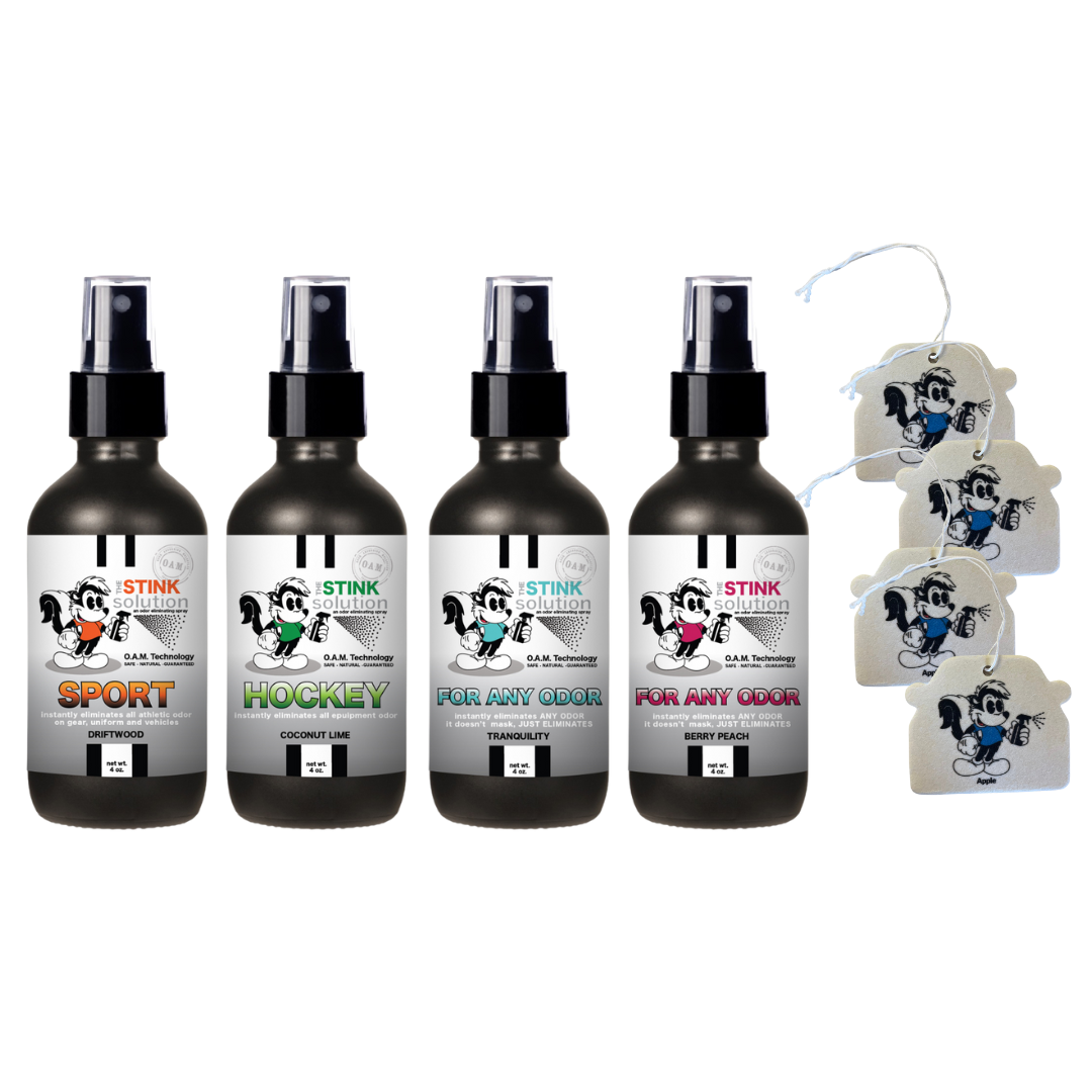 BUY 4 GET 4 Car Air Fresheners - Four 4 oz Odor Eliminating Sprays (Sports Driftwood, Hockey Coconut Lime, Tranquility, and Coconut Mango)