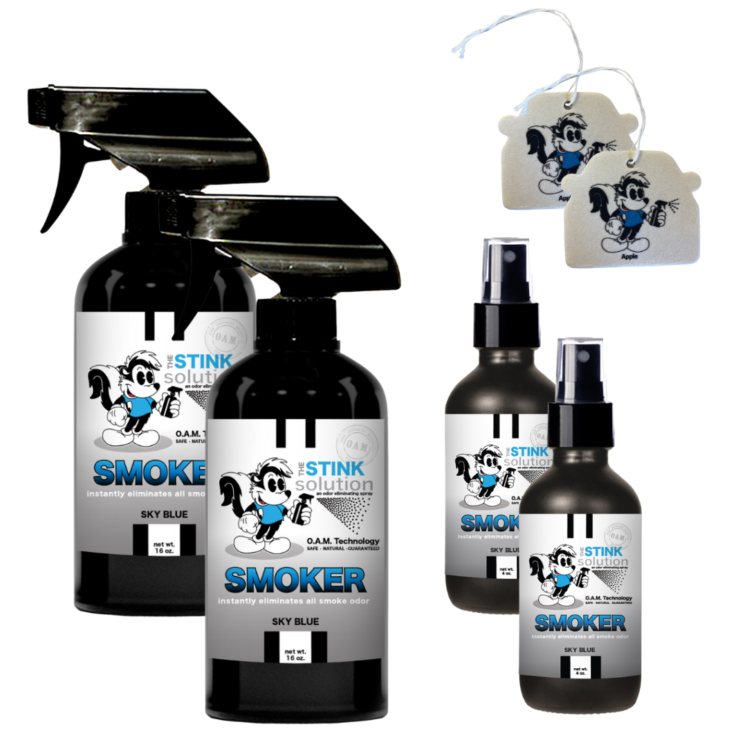 Buy 2 Get 4 FREE - (2) 16 oz (2) 4 oz Smoker Odor Eliminating Spray Bundle + 2 Car Air Fresheners