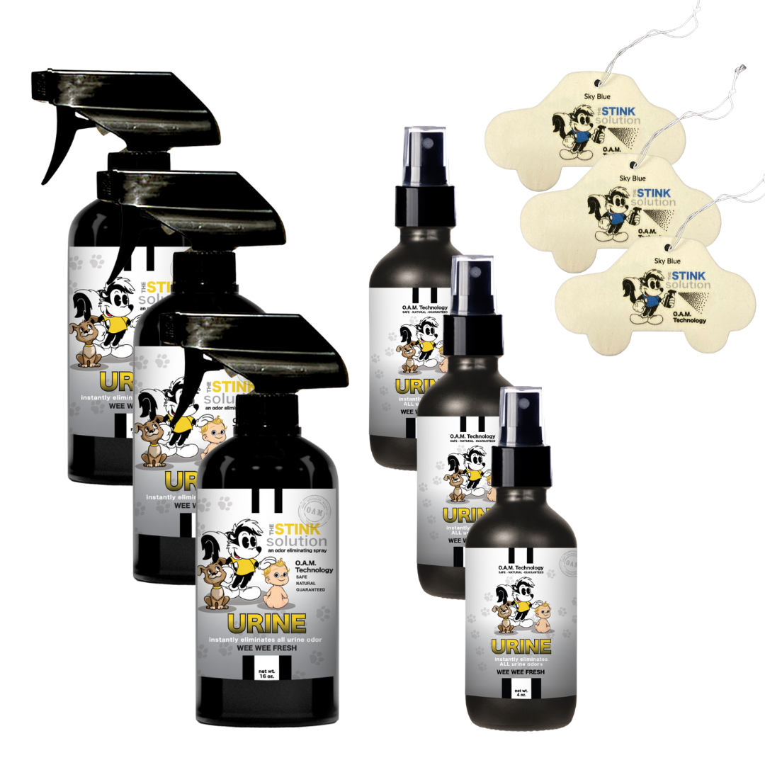Buy 3 Get 6 FREE - (3) 16 oz (3) 4 oz Urine Wee Wee Fresh Bundle + 3 Car Air Fresheners