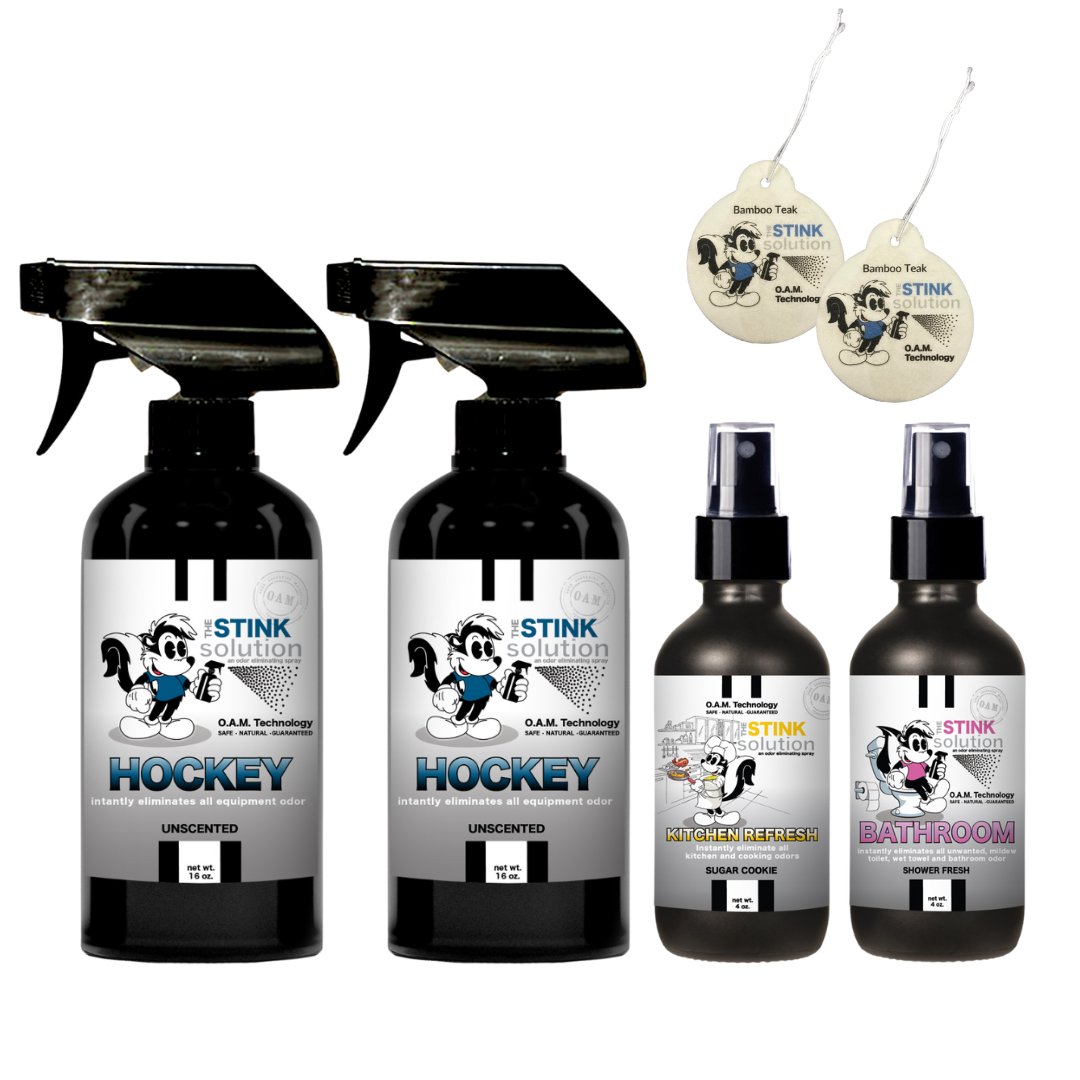 Buy 2 Get 4 FREE | Two 16 oz Sprays of Choice, One 4 oz Kitchen, One 4 oz Bathroom + 2 Car Air Fresheners