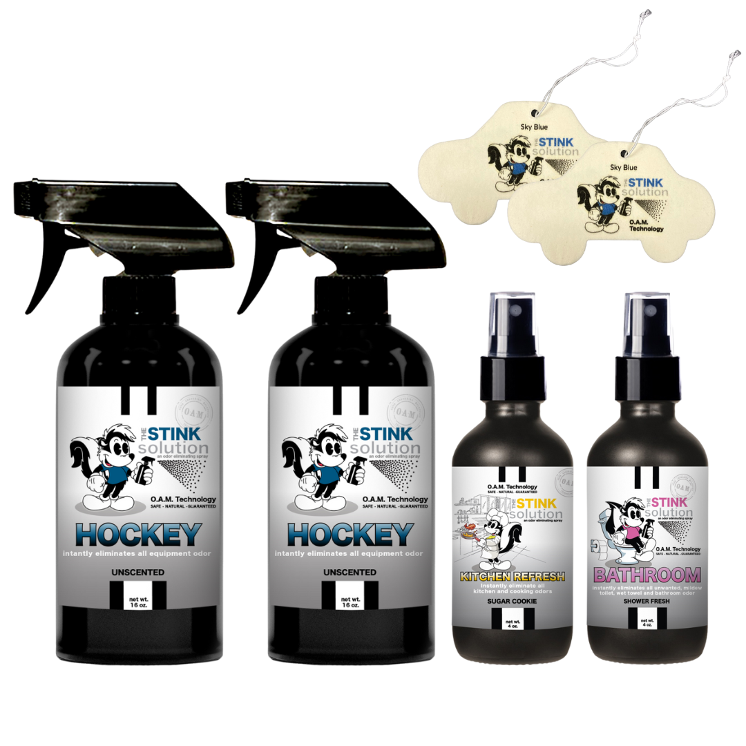 Buy 2 Get 4 FREE | Two 16 oz Sprays of Choice, One 4 oz Kitchen, One 4 oz Bathroom + 2 Car Air Fresheners