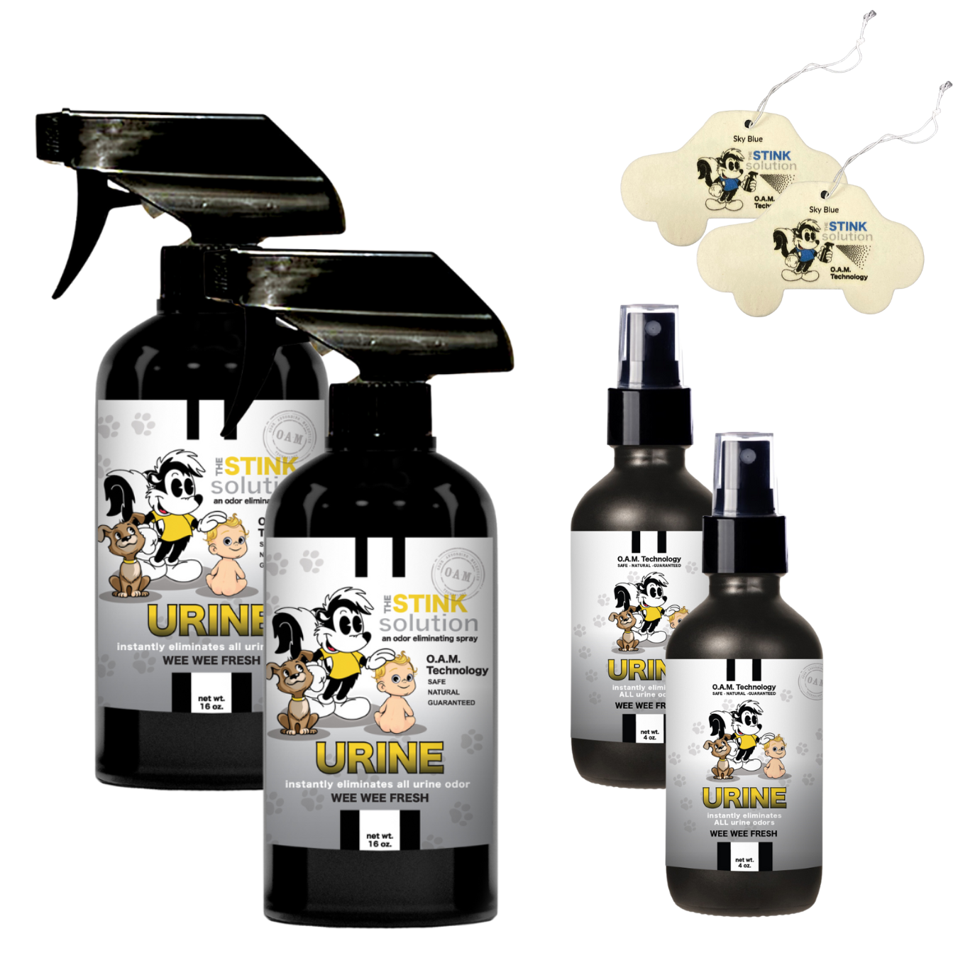 Buy 2 Get 4 FREE - (2) 16 oz (2) 4 oz Urine Wee Wee Fresh Bundle + 2 Car Air Fresheners