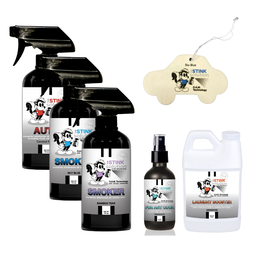 Buy 3 Get Sample Bundle FREE - 1 Auto Coconut Mango (16 oz), 1 Smoke Sky Blue (16 oz), 1 Smoke Bamboo Teak (16 oz), 1 Tranquility (4 oz), 1 Mini Laundry Booster + 1 Car Air Freshener