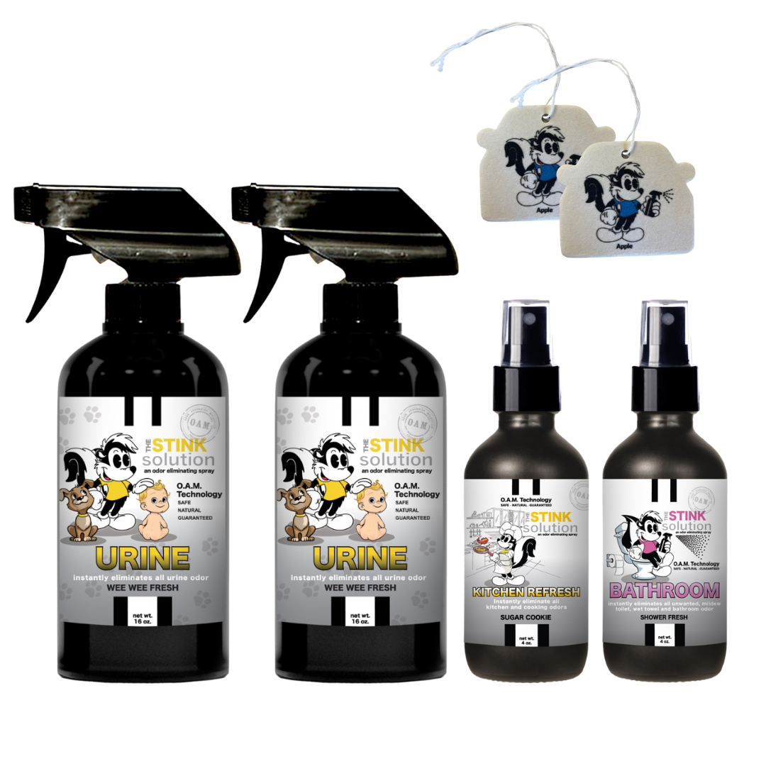Buy 2 Get 4 FREE | Two 16 oz Sprays of Choice, One 4 oz Kitchen, One 4 oz Bathroom + 2 Car Air Fresheners