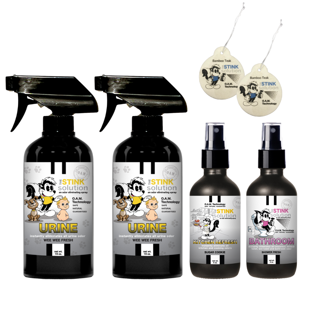 Buy 2 Get 4 FREE | Two 16 oz Sprays of Choice, One 4 oz Kitchen, One 4 oz Bathroom + 2 Car Air Fresheners