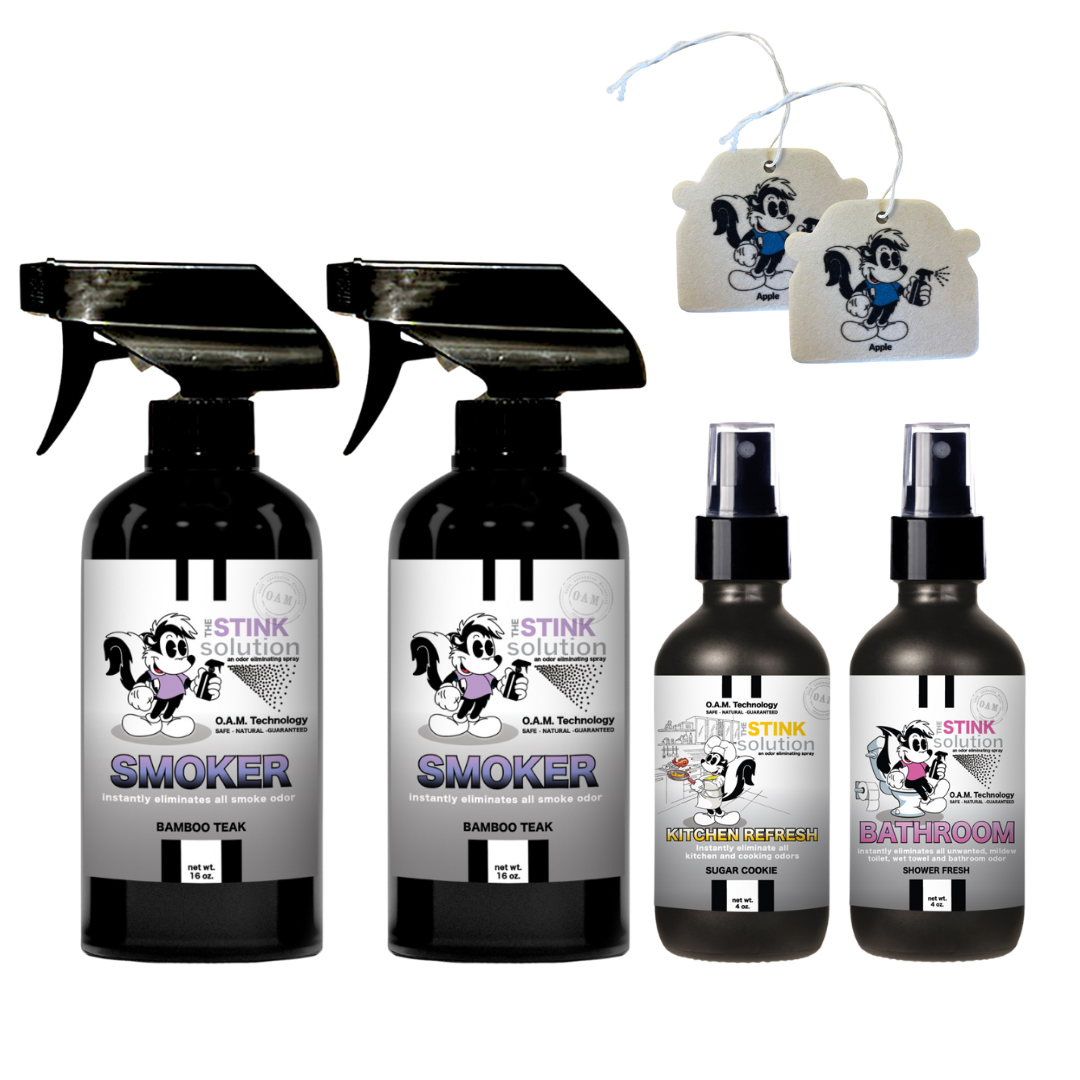 Buy 2 Get 4 FREE | Two 16 oz Sprays of Choice, One 4 oz Kitchen, One 4 oz Bathroom + 2 Car Air Fresheners