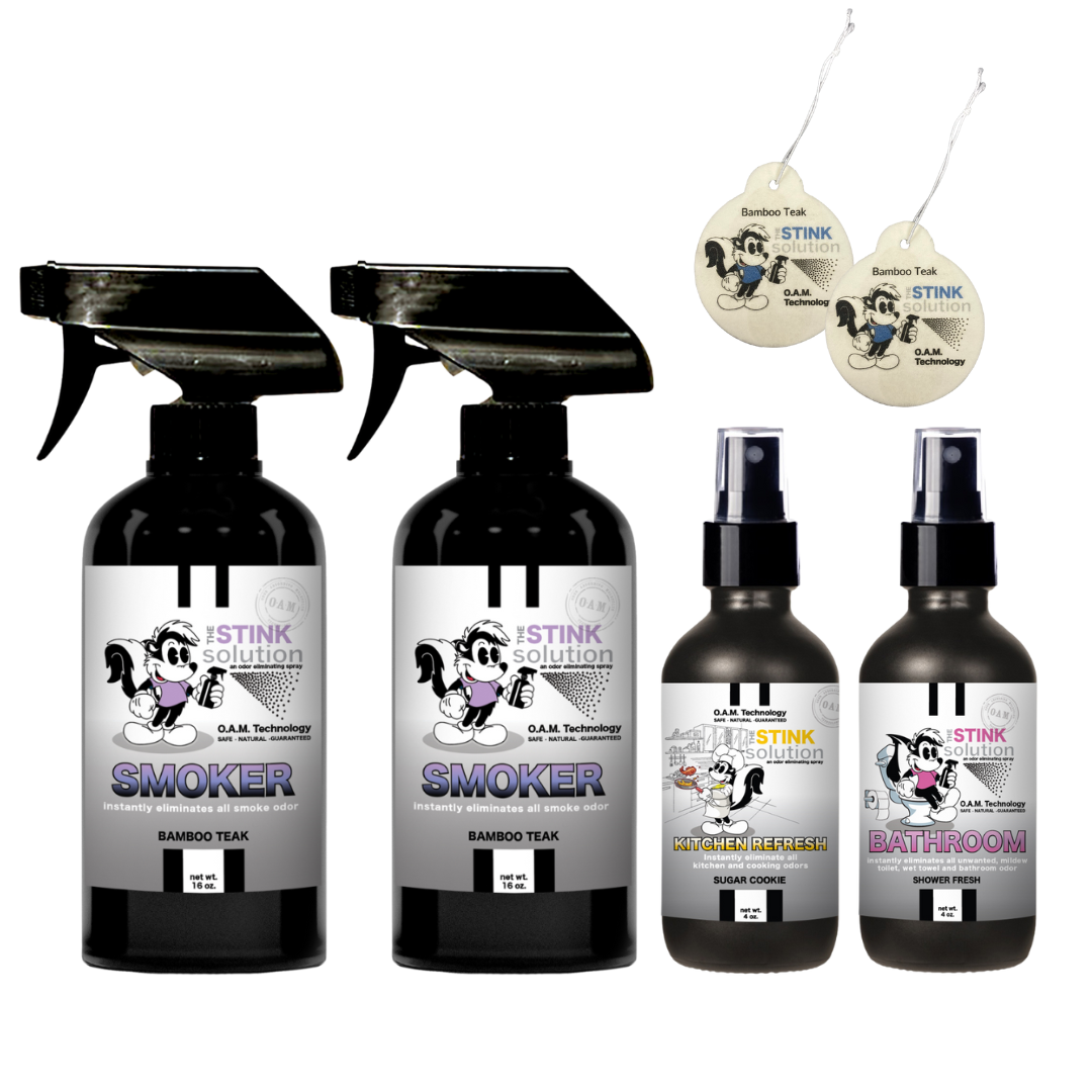 Buy 2 Get 4 FREE | Two 16 oz Sprays of Choice, One 4 oz Kitchen, One 4 oz Bathroom + 2 Car Air Fresheners