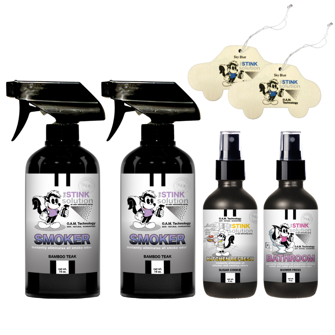 Buy 2 Get 4 FREE | Two 16 oz Sprays of Choice, One 4 oz Kitchen, One 4 oz Bathroom + 2 Car Air Fresheners
