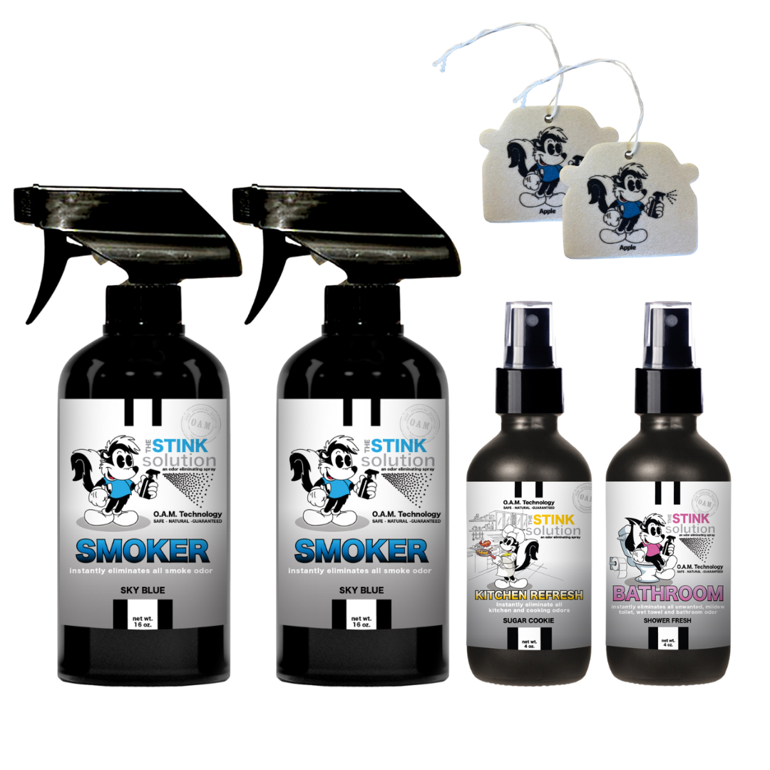 Buy 2 Get 4 FREE | Two 16 oz Sprays of Choice, One 4 oz Kitchen, One 4 oz Bathroom + 2 Car Air Fresheners
