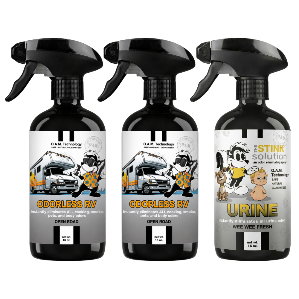 Three Pack - Two Odorless RV Odor Eliminating Sprays + One Spray of Choice 16 oz