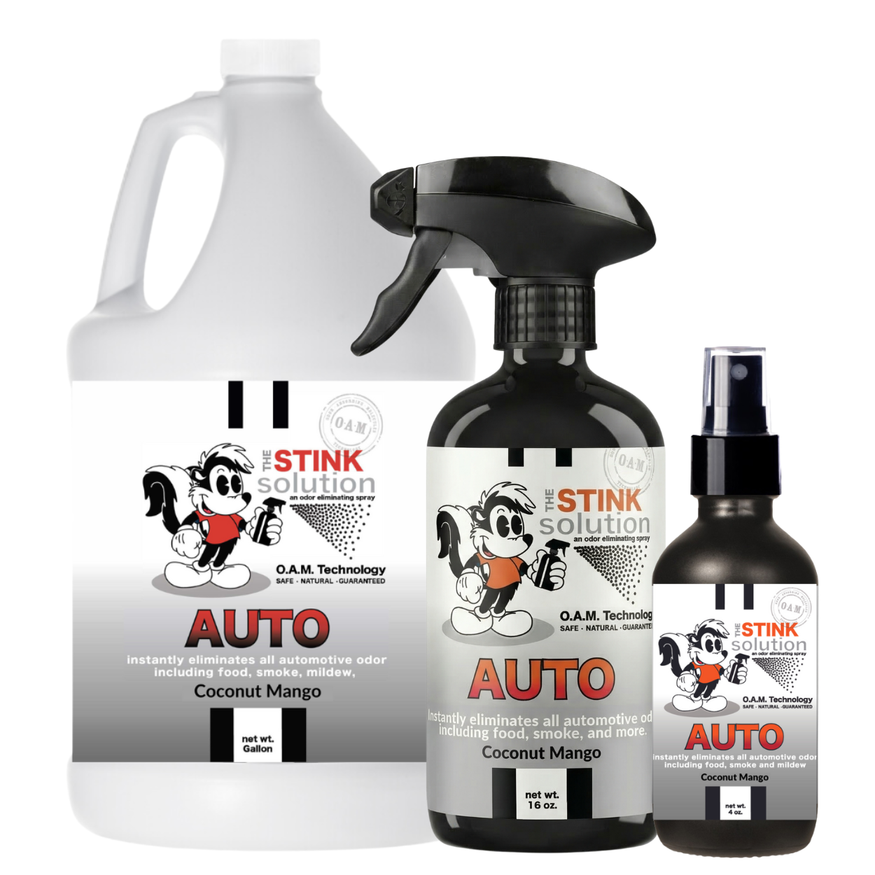 Auto Odor Eliminating Spray in Gallon, 16 oz. and 4 oz Bundle