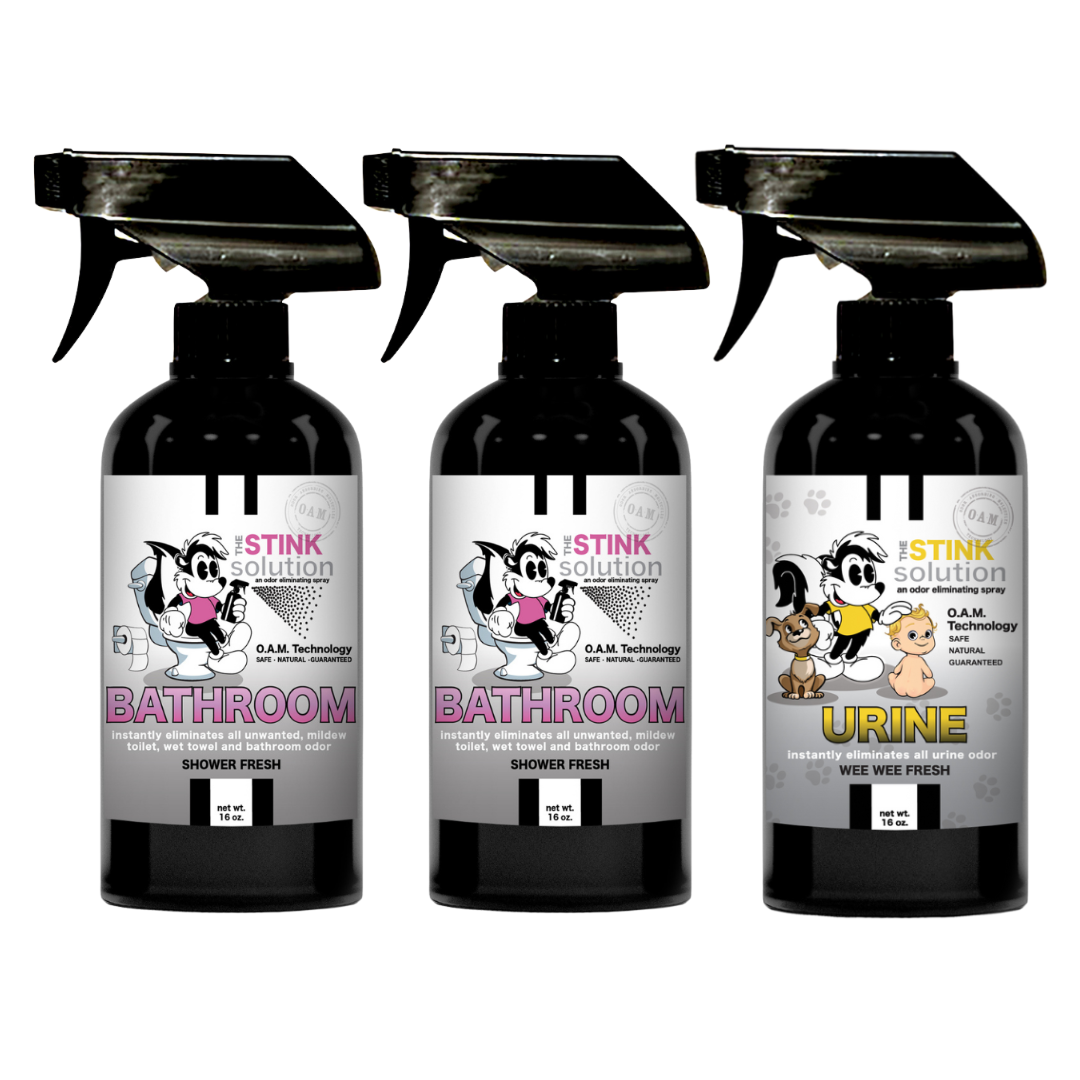 Three Pack - Two Bathroom Odor Eliminating Sprays + One Spray of Choice 16 oz