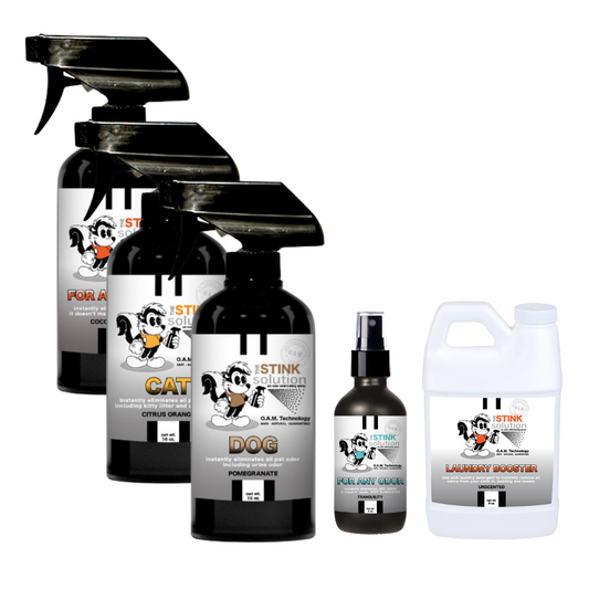 Buy 3 Get Sample Bundle FREE - 1 Coconut Mango (16 oz), 1 Cat (16 oz), 1 Dog (16 oz), 1 Tranquility (4 oz), + 1 Unscented Mini Laundry Booster | Odor Eliminating Spray