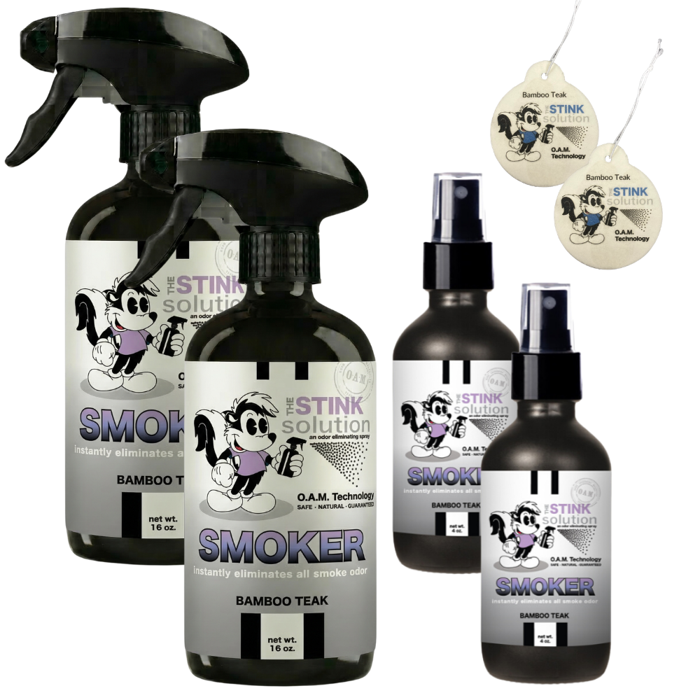 Buy 2 Get 4 FREE - (2) 16 oz (2) 4 oz Smoker Odor Eliminating Spray Bundle + 2 Car Air Fresheners