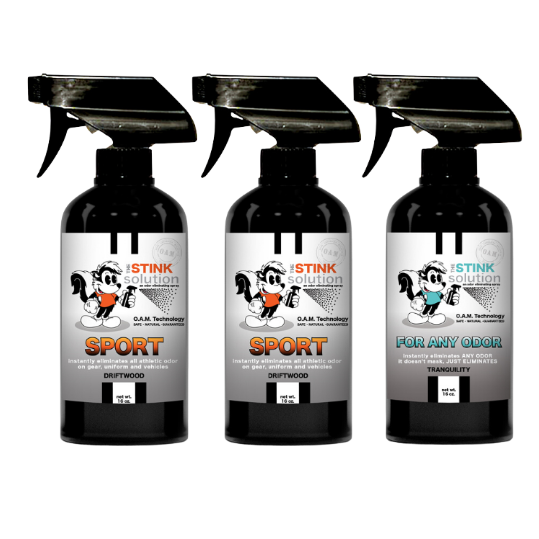 Three Pack - Two Sport Odor Eliminating Sprays + One Spray of Choice 16 oz