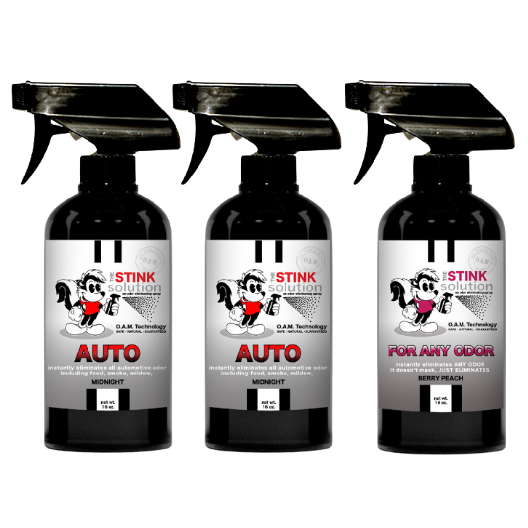 Three Pack - Two Auto Odor Eliminating Sprays + One Spray of Choice 16 oz
