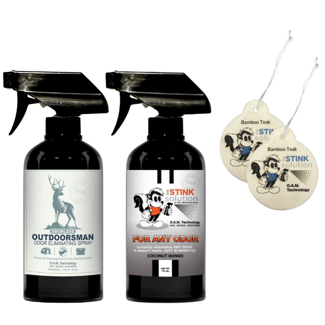 Buy 2 Get 2 Car Air Fresheners - One Odorless Outdoorsman Odor Eliminating Spray, One Spray of Choice 16 oz. Sprays