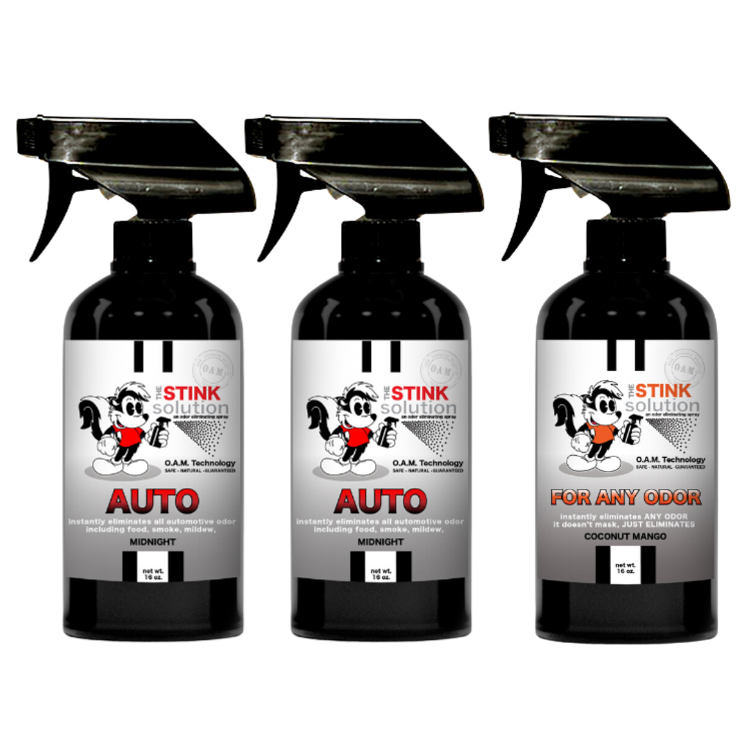 Three Pack - Two Auto Odor Eliminating Sprays + One Spray of Choice 16 oz