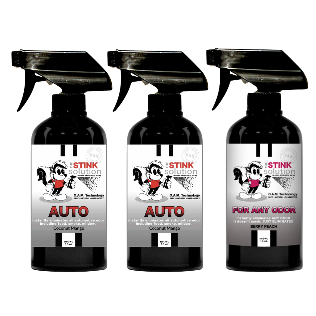 Three Pack - Two Auto Odor Eliminating Sprays + One Spray of Choice 16 oz