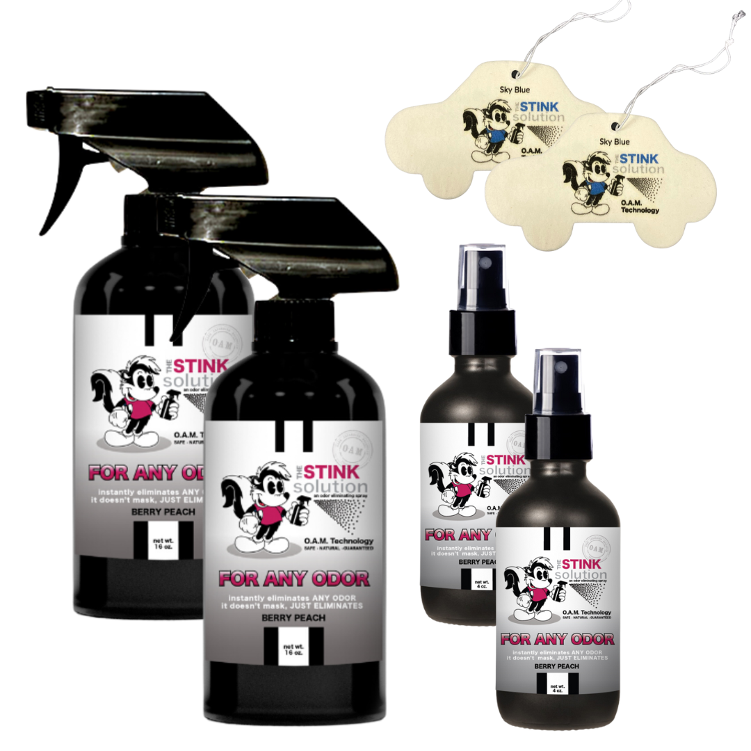 Buy 2 Get 4 FREE - (2) 16 oz (2) 4 oz For Any Odor Eliminating Sprays Bundle + 2 Car Air Fresheners