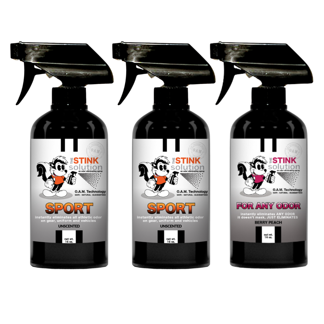 Three Pack - Two Sport Odor Eliminating Sprays + One Spray of Choice 16 oz