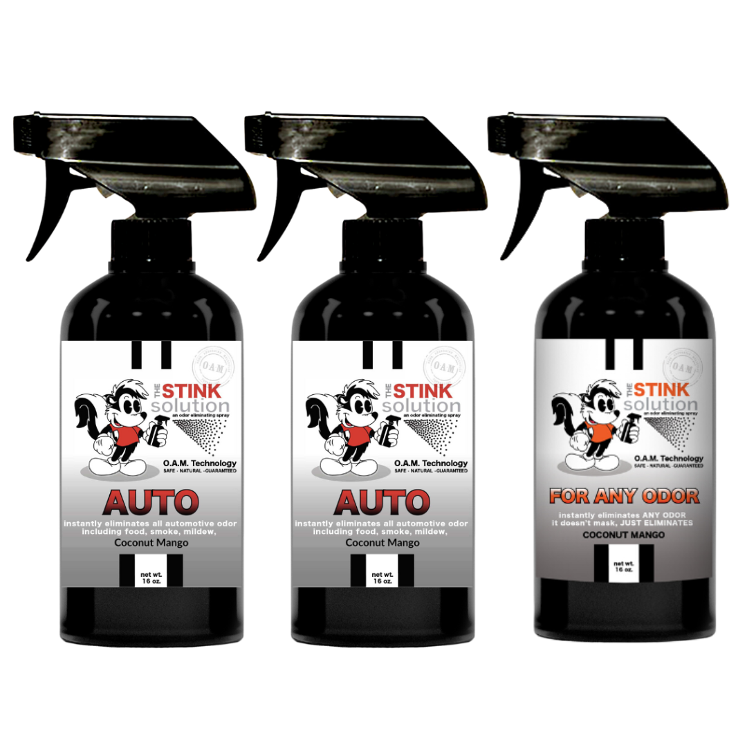 Three Pack - Two Auto Odor Eliminating Sprays + One Spray of Choice 16 oz