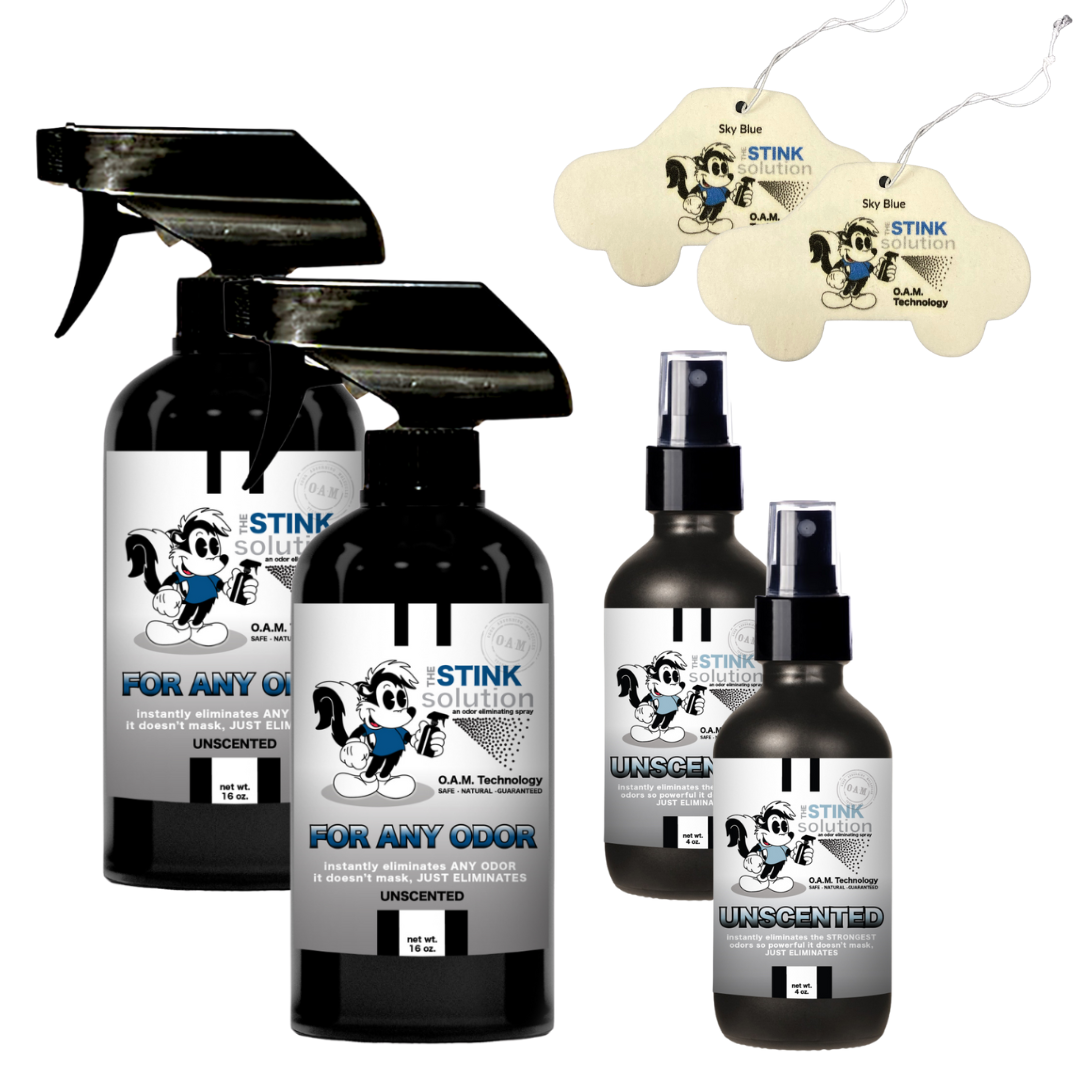 Buy 2 Get 4 FREE - (2) 16 oz (2) 4 oz For Any Odor Eliminating Sprays Bundle + 2 Car Air Fresheners