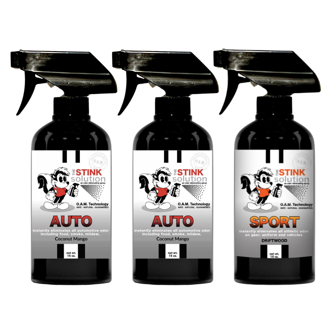 Three Pack - Two Auto Odor Eliminating Sprays + One Spray of Choice 16 oz