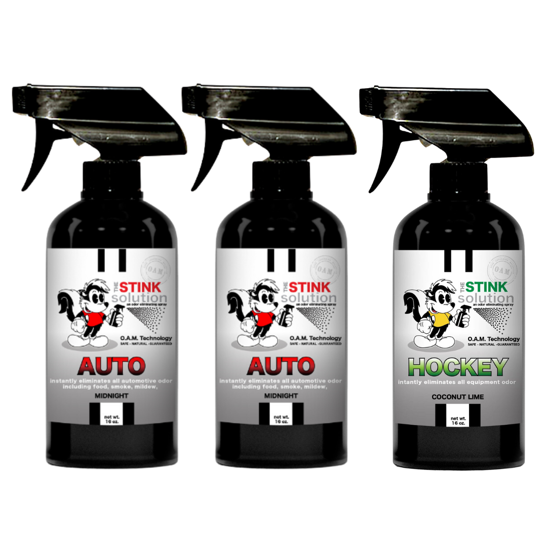 Three Pack - Two Auto Odor Eliminating Sprays + One Spray of Choice 16 oz
