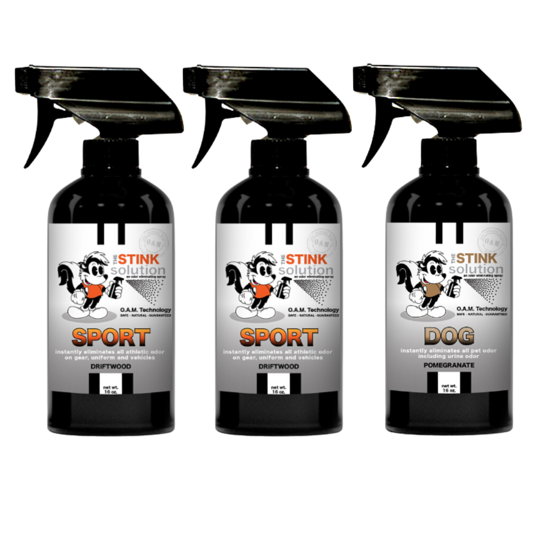 Three Pack - Two Sport Odor Eliminating Sprays + One Spray of Choice 16 oz