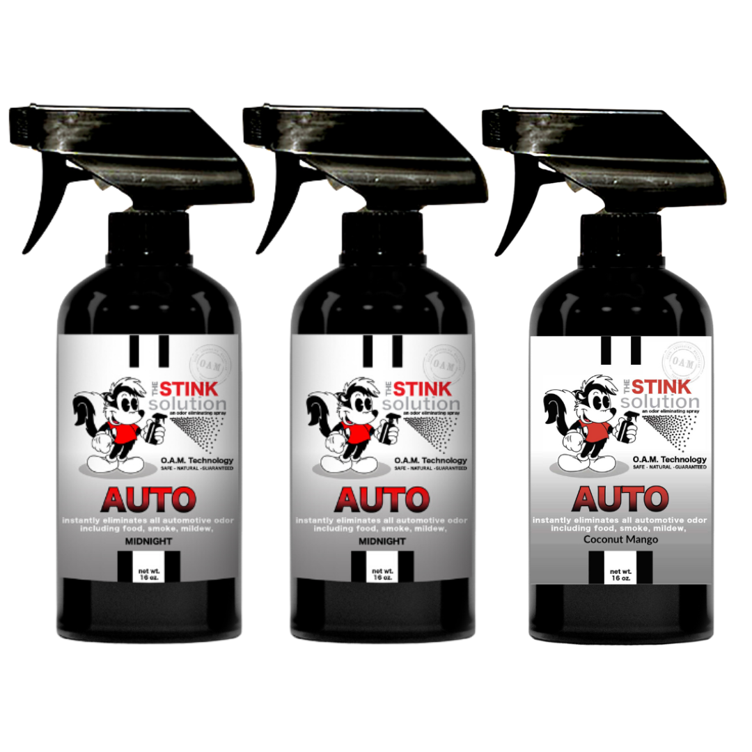 Three Pack - Two Auto Odor Eliminating Sprays + One Spray of Choice 16 oz