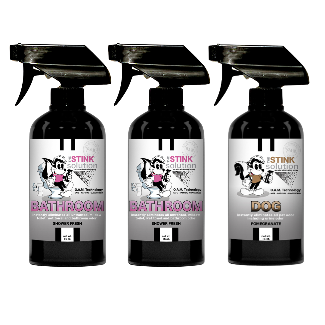 Three Pack - Two Bathroom Odor Eliminating Sprays + One Spray of Choice 16 oz