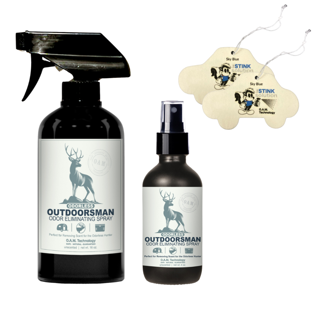 Twin Pack Odorless Outdoorsman Unscented 16 oz and 4 oz Bundle + 2 FREE Car Air Fresheners