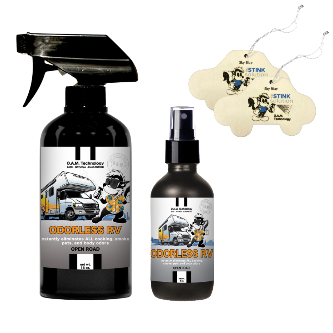Twin Pack Odorless RV 16 oz and 4 oz Bundle + 2 FREE Car Air Fresheners