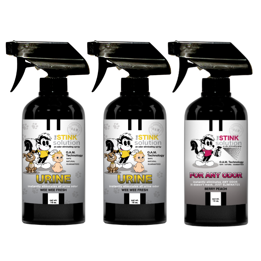 Three Pack - Two Urine Odor Eliminating Sprays + One Spray of Choice 16 oz